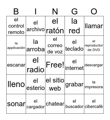 Vocab Bingo Card
