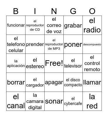 Vocab Bingo Card