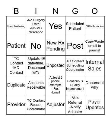 CQI Quality Week Bingo Card