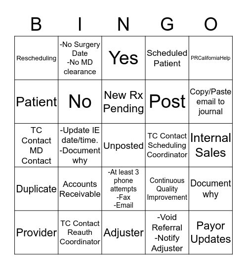 CQI Quality Week Bingo Card