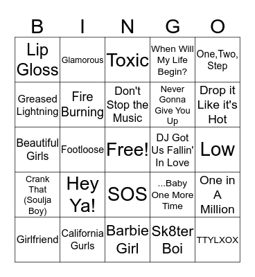 Music Bingo Card