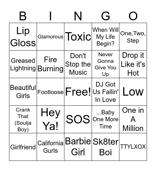 Music Bingo Card