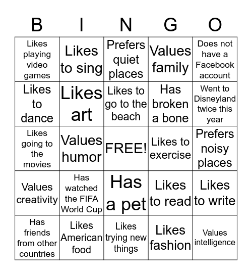 I Am Someone Who........ Bingo Card