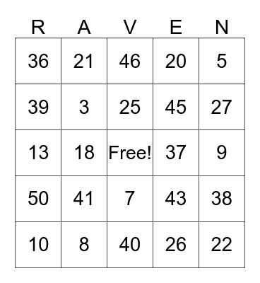 Black Knight Bingo Card