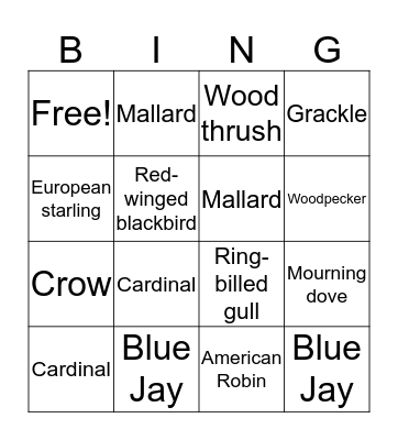 Ottawa birds Bingo Card