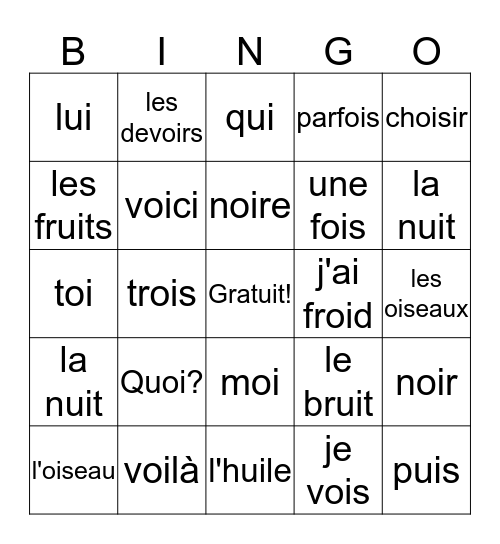 oi-ui Bingo Card