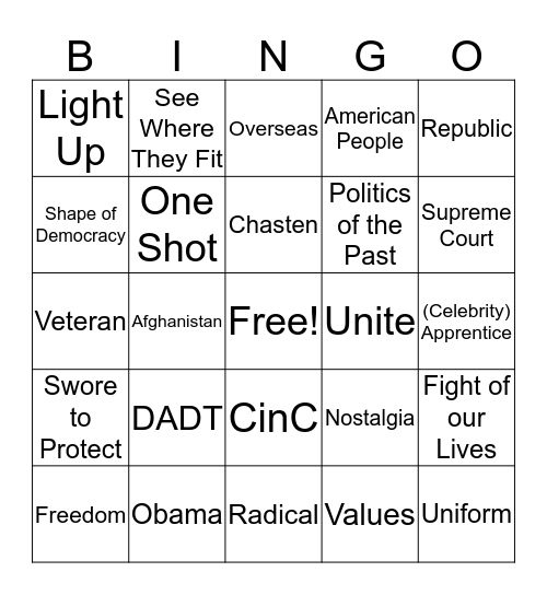 Pete Draft Bingo Card