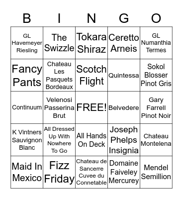 BAR BINGO! Bingo Card