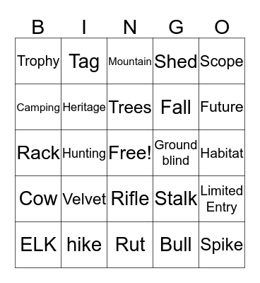 RMEF  Bingo Card