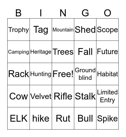 RMEF  Bingo Card