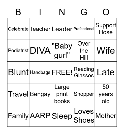 BIRTHDAY CELEBRATION FOR YVETTE Bingo Card