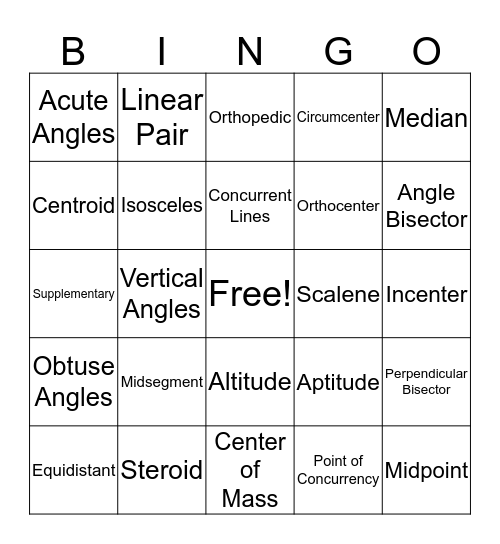 Triangles Bingo Card