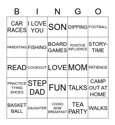 DIPPING WITH DAD Bingo Card