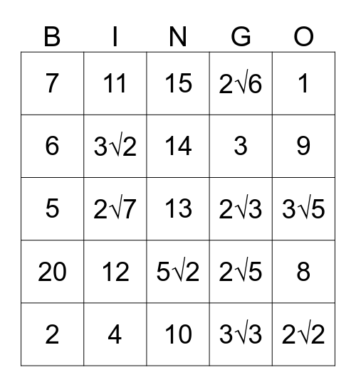 Radical Bingo Board Bingo Card