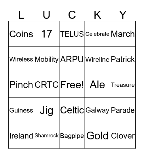 St. Patrick's BINGO Card