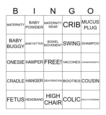 DEBRISHA'S BABY SHOWER Bingo Card