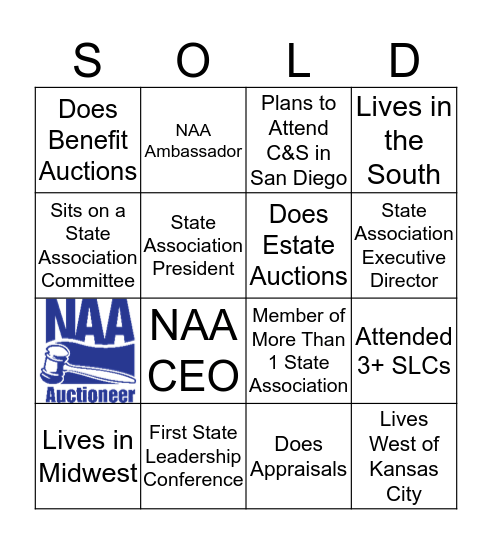 State Leadership Conference 2020 Bingo Card