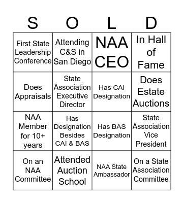 2020 State Leadership Conference Bingo Card