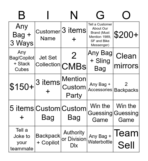 $25 Gift Card for Black Out! Bingo Card