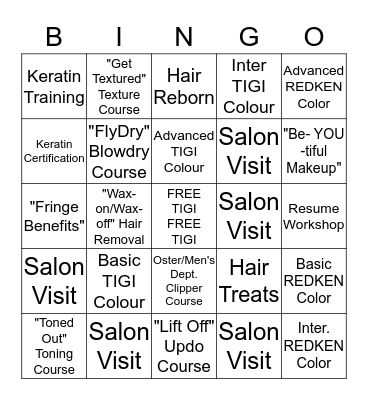 TONI AND GUY Bingo Card