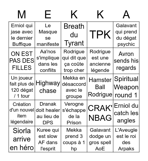 Les Havres de l'Oubli Bingo Card