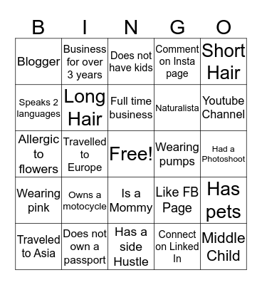 Camille Percy Branding Headshot Social Bingo Card