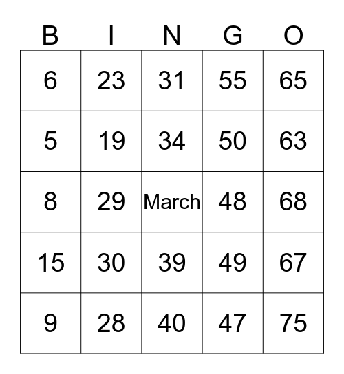 Cedarcroft Place TV Bingo Card