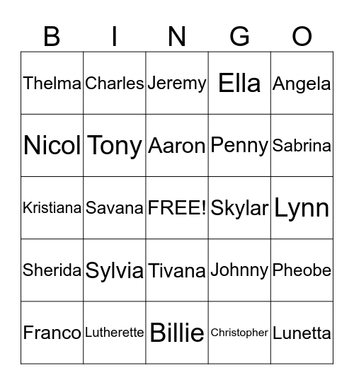 Daniel/Weston Family Reunion Bingo Card