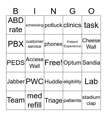 PWC Bingo Card