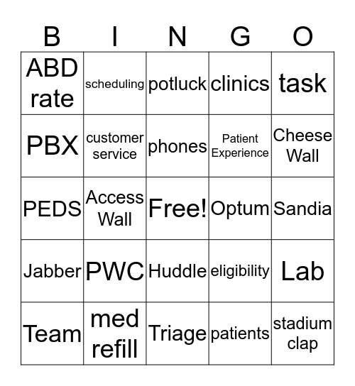 PWC Bingo Card