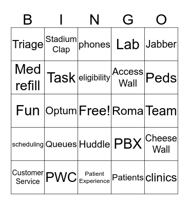 PWC Bingo Card