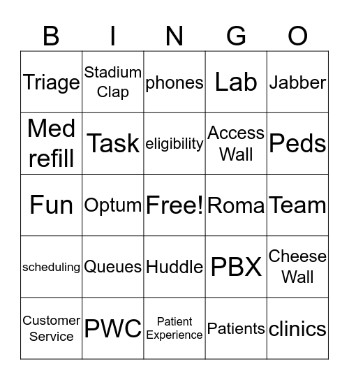 PWC Bingo Card