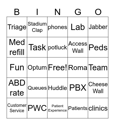 PWC Bingo Card