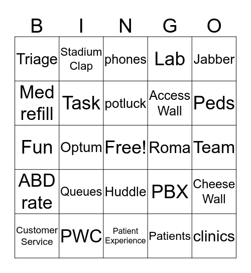 PWC Bingo Card