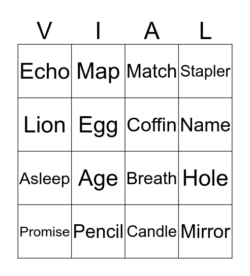 Mystery Bingo Card