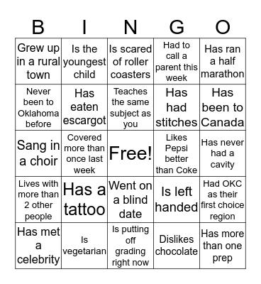 Find someone who... Bingo Card