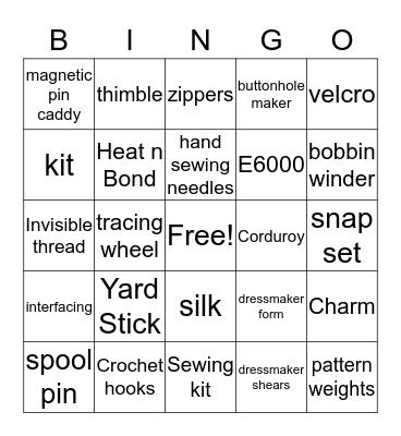 TCCC Bingo Card