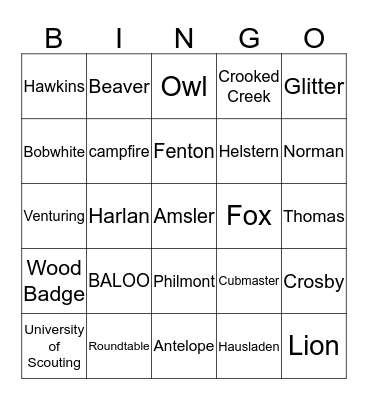 Seneca District Awards Dinner Bingo Card