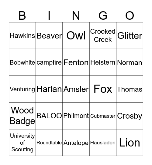 Seneca District Awards Dinner Bingo Card