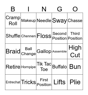 Dance Bingo  Bingo Card