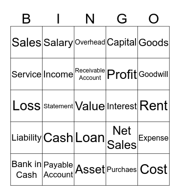 accounting Bingo Card