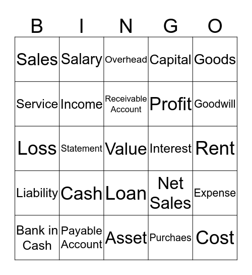 accounting Bingo Card