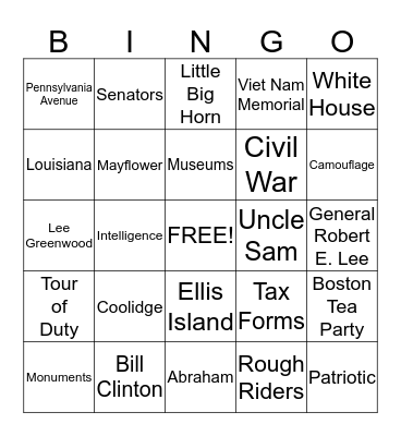 Independence Day Bingo!!! Bingo Card