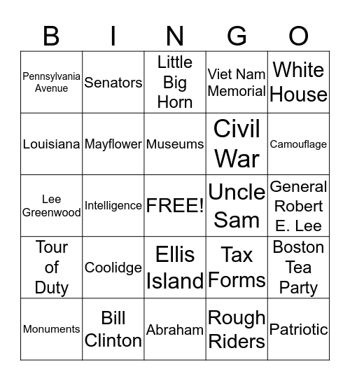 Independence Day Bingo!!! Bingo Card