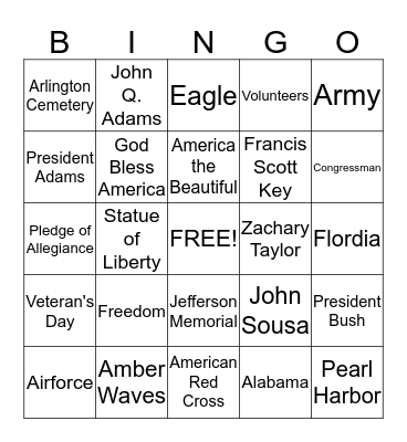 Independence Day Bingo!!! Bingo Card