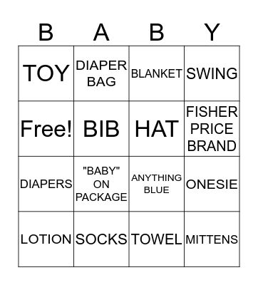 BABY SHOWER BINGO! Bingo Card