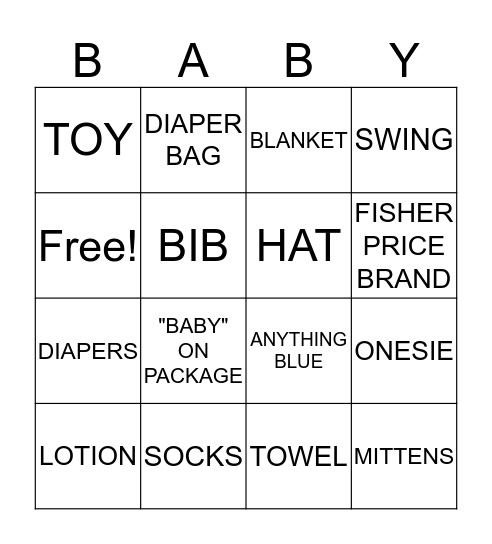BABY SHOWER BINGO! Bingo Card