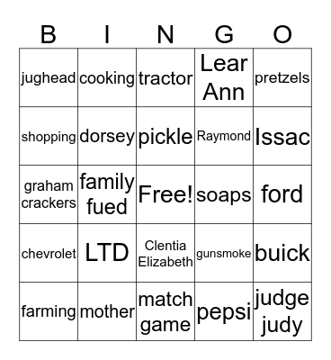 Thomas and Elsie Bingo Card