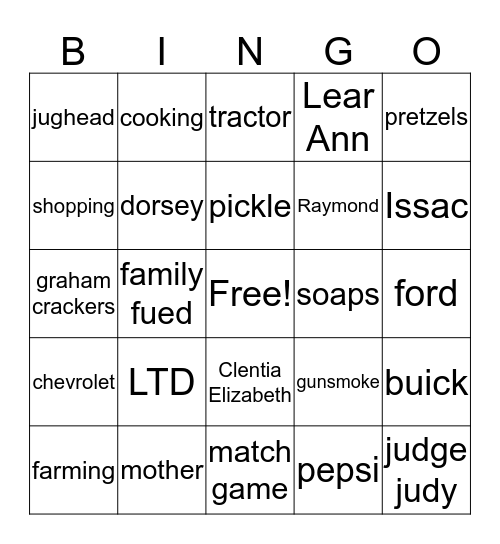 Thomas and Elsie Bingo Card