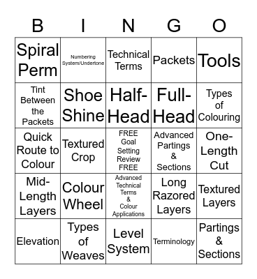 TONI AND GUY SOPHOMORE PHASE Bingo Card